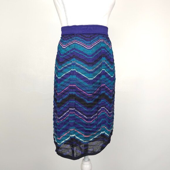 M MISSONI Zigzag Patterned Multicolored Knit Pencil Skirt - Picture 4 of 14